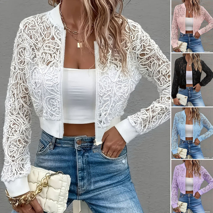 Celina Crop Lace Bomber