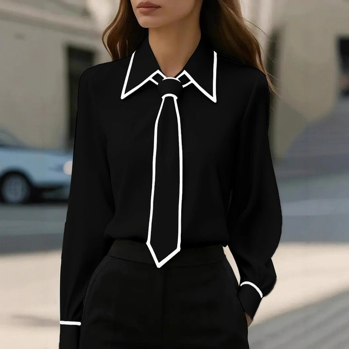 Maison Contrast Tie Blouse