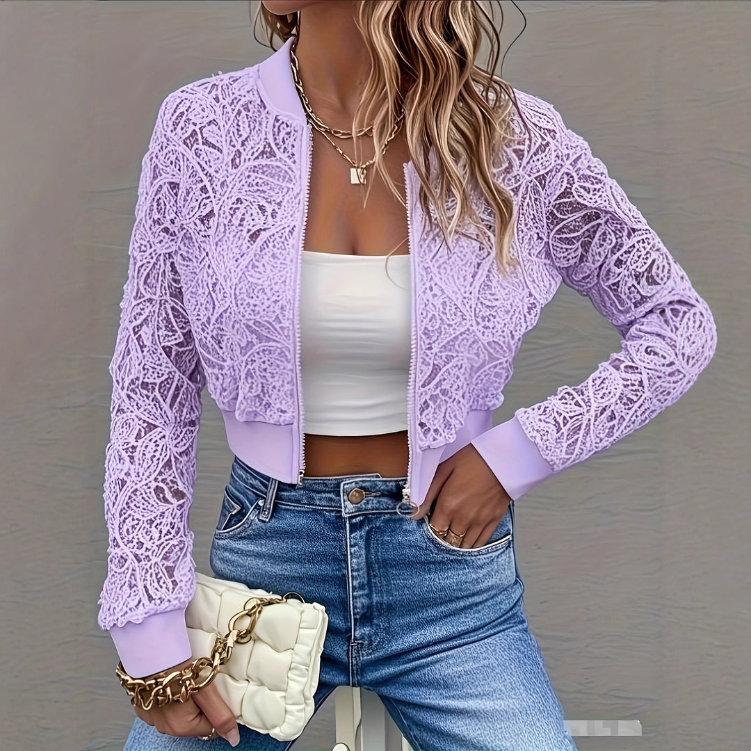 Celina Crop Lace Bomber