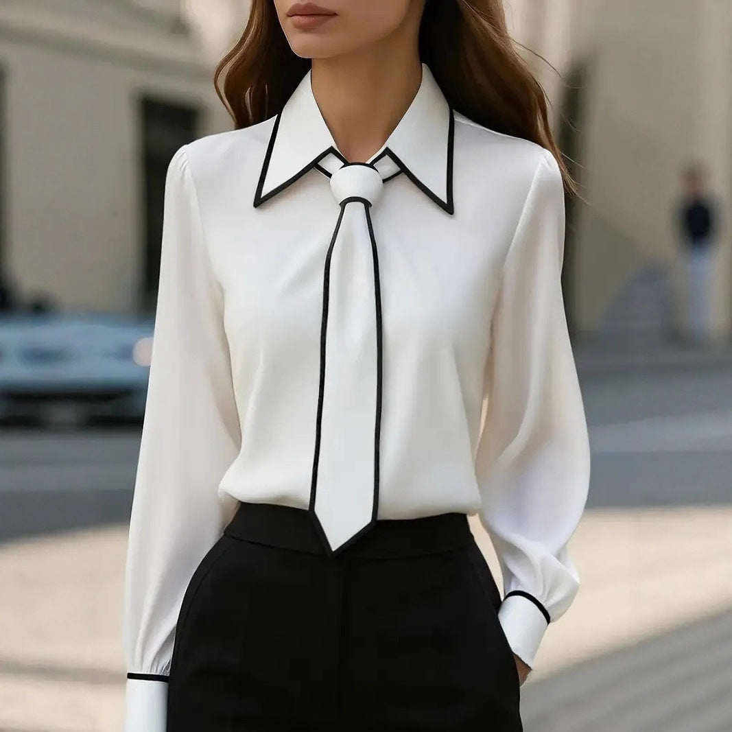Maison Contrast Tie Blouse